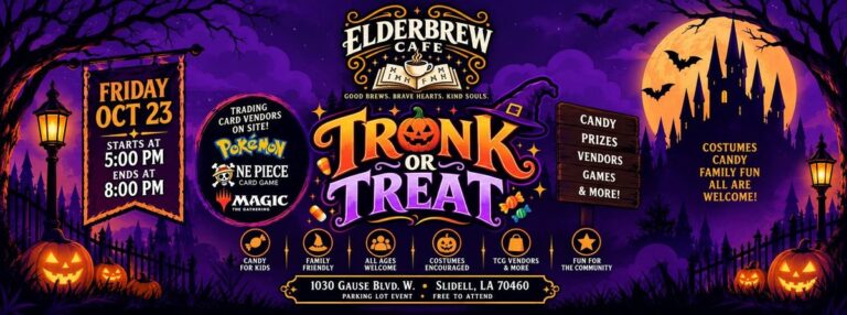 Flyer for Trunk-or-Treat at Elderbrew Cafe