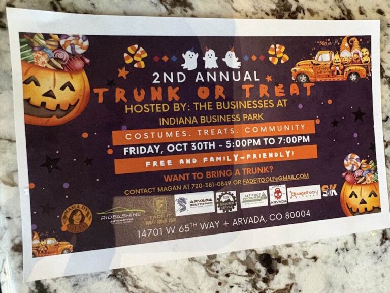Flyer for Trunk Or Treat At Indiana Business Park