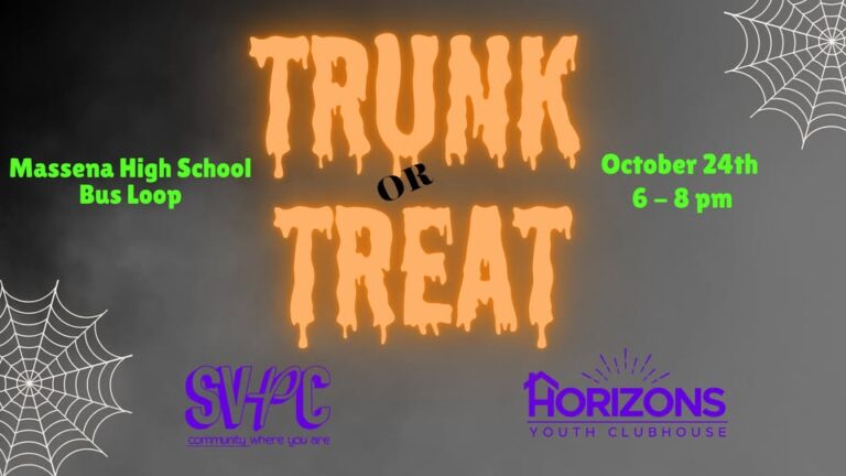 Flyer for Trunk or Treat at Massena High School Bus Loop