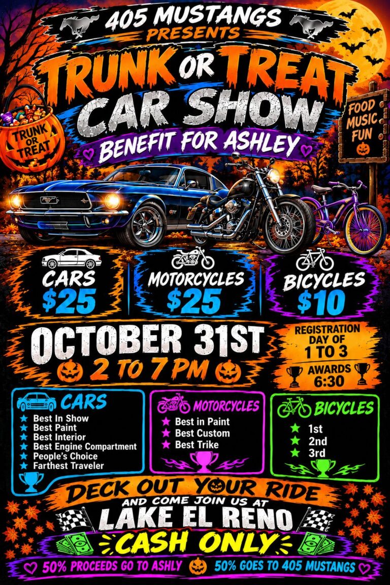 Flyer for Trunk Or Treat Car Show Benefit For Ashley