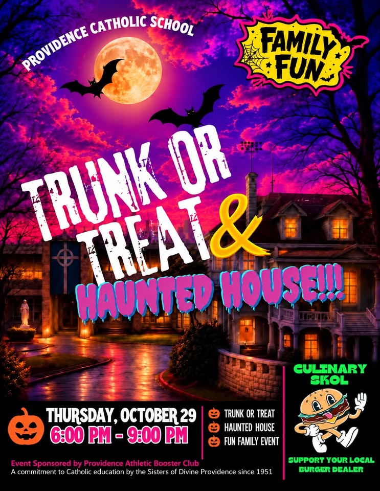 Trunk or Treat & Haunted House at Providence Catholic School Graphic
