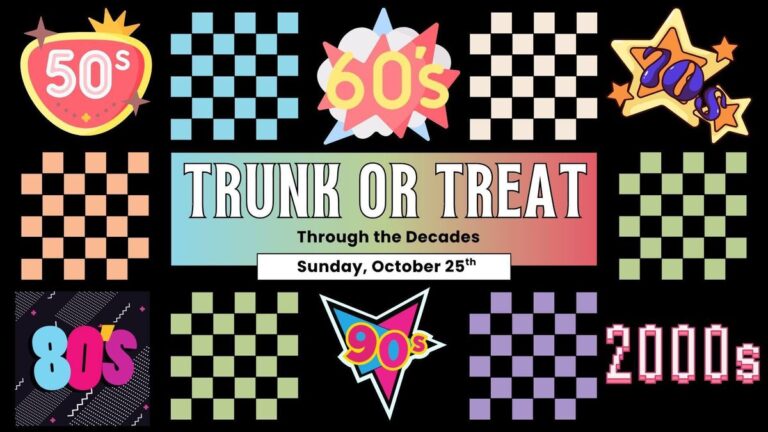 Flyer for Trunk or Treat Through the Decades
