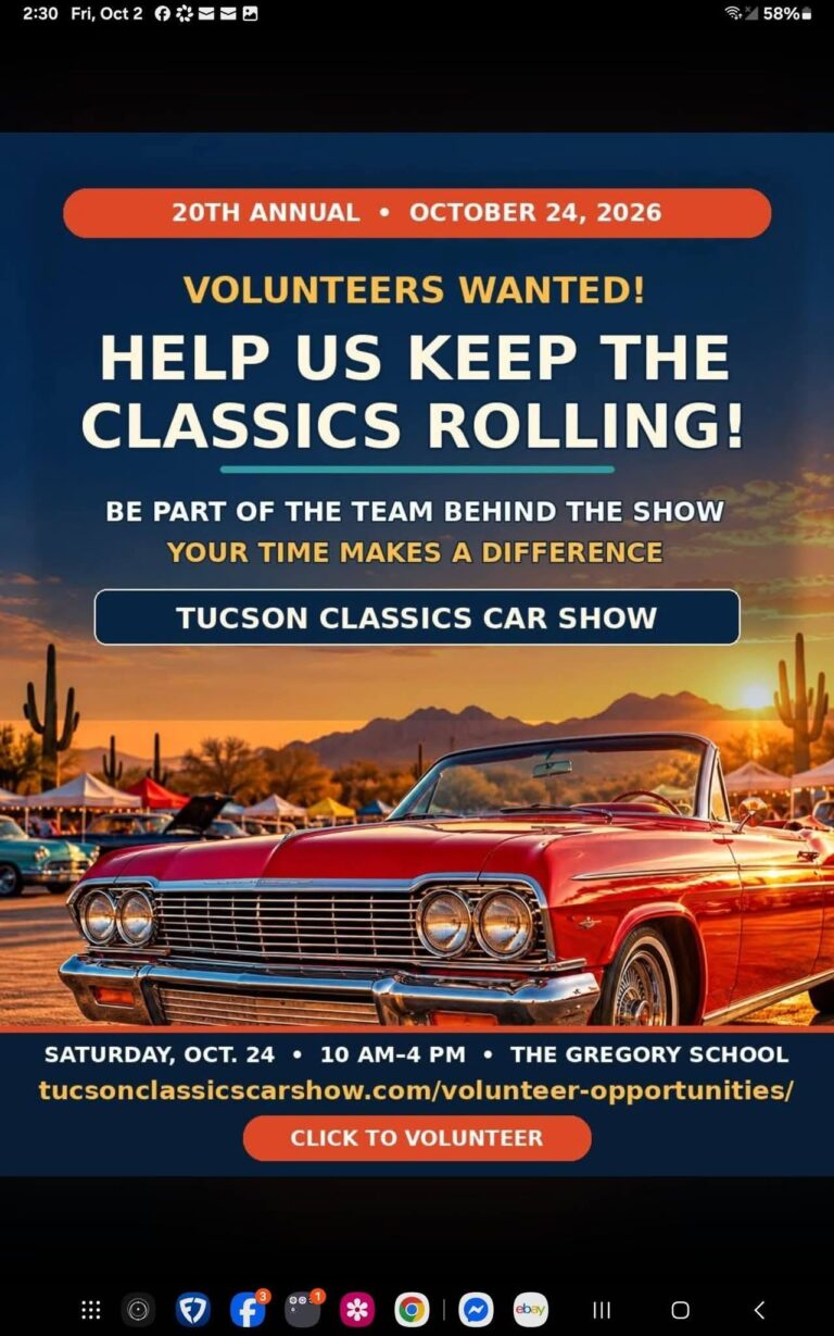 Flyer for Tucson Classics Car Show