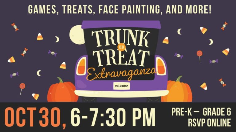 Flyer for Valley Community Baptist Church Trunk or Treat Extravaganza