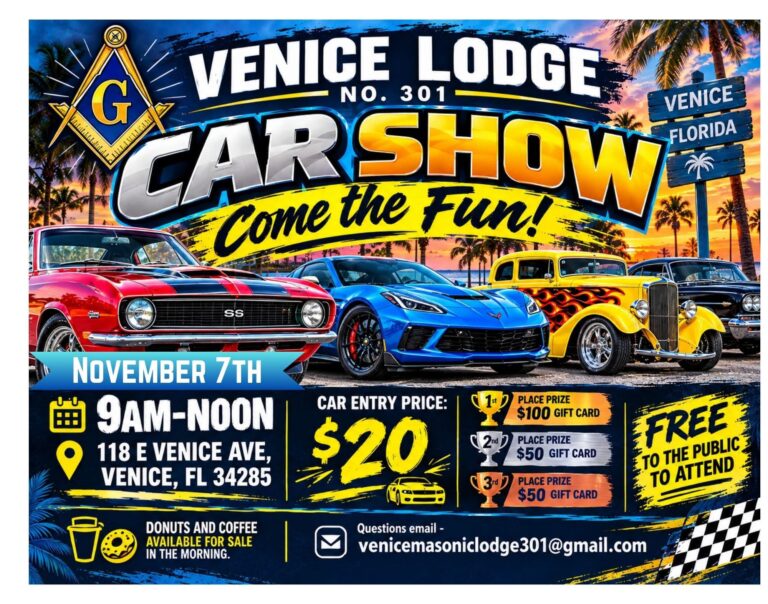 Flyer for Venice Lodge No. 301 Car Show