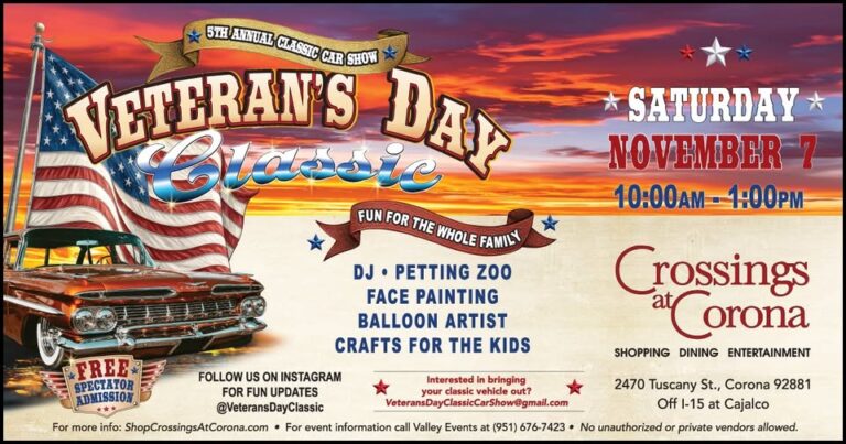Flyer for Veteran’s Day Classic at Crossings at Corona