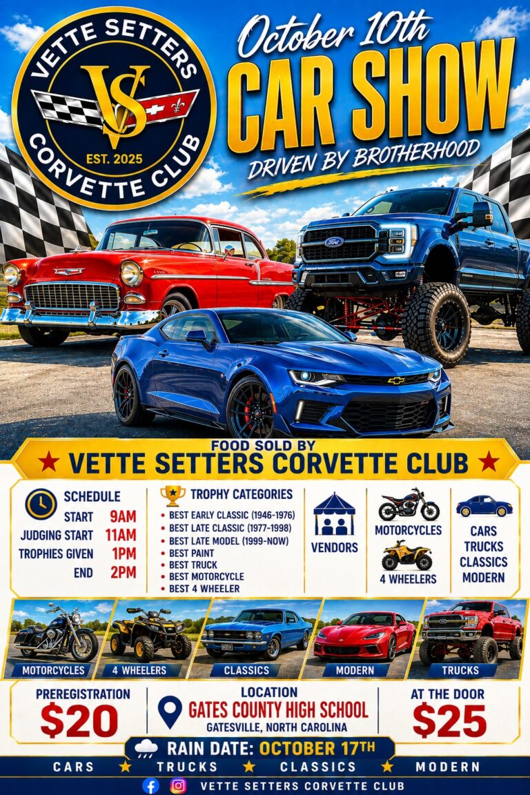 Flyer for Vette Setters Corvette Club Car Show