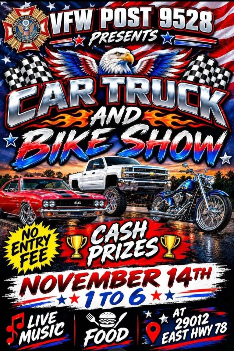 Flyer for VFW Post 9528 Car Truck and Bike Show