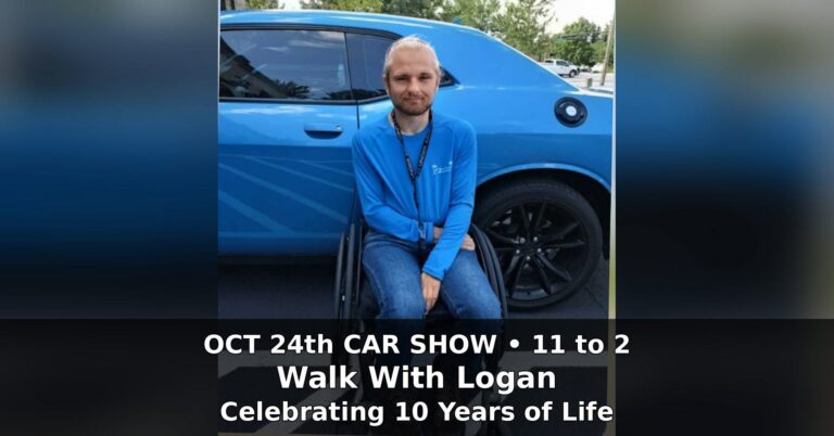 Flyer for Walk With Logan Celebrating 10 Years of Life Car Show