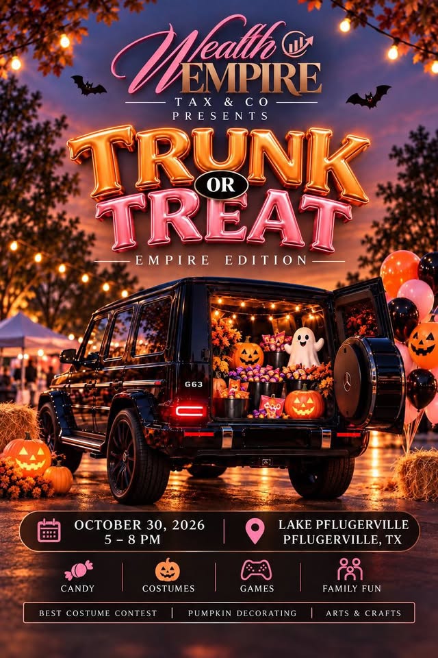 Flyer for Wealth Empire Tax & Co Presents Trunk or Treat: Empire Edition