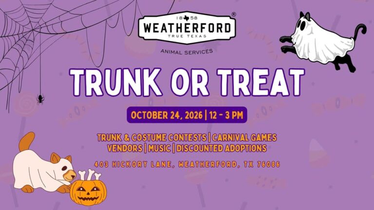Flyer for Weatherford Animal Services Trunk or Treat
